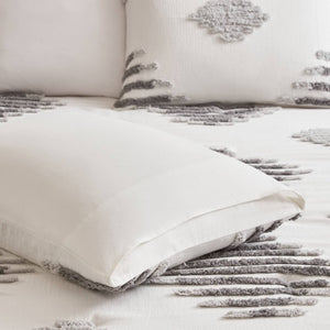 English Elm 3-Piece Tufted Chenille Cotton Blend Comforter Set Textured Neutral King Bedding B035P549269