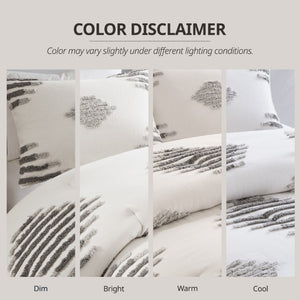 English Elm 3-Piece Tufted Chenille Cotton Blend Comforter Set Textured Neutral King Bedding B035P549269
