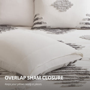 English Elm 3-Piece Tufted Chenille Duvet Cover Set Full Queen Cotton Blend Textured Bedding B035P549270