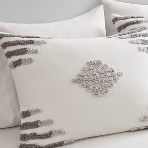 English Elm 3-Piece Tufted Chenille Duvet Cover Set Full Queen Cotton Blend Textured Bedding B035P549270