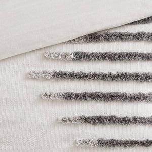 English Elm 3-Piece Tufted Chenille Duvet Cover Set Full Queen Cotton Blend Textured Bedding B035P549270