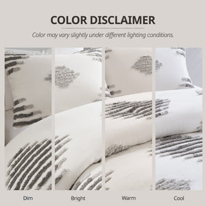 English Elm 3-Piece Tufted Duvet Cover Set with Textured Face for a Serene King Bedroom White+Gray Chenille B035P549271