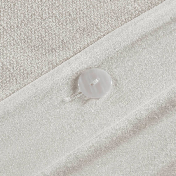 English Elm 3-Piece Tufted Duvet Cover Set with Textured Face for a Serene King Bedroom White+Gray Chenille B035P549271