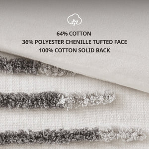 English Elm 3-Piece Tufted Duvet Cover Set with Textured Face for a Serene King Bedroom White+Gray Chenille B035P549271