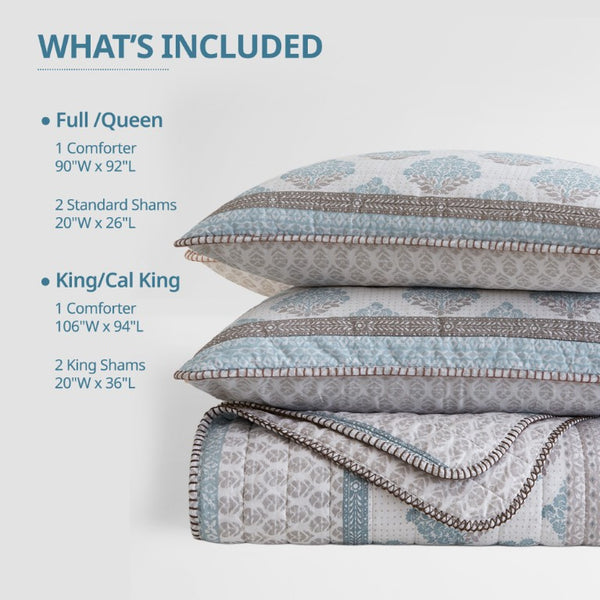 English Elm 3-Piece Tufted Duvet Cover Set with Textured Face for a Serene King Bedroom Aqua Cotton B035P549273