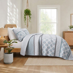 English Elm 3-Piece Tufted Duvet Cover Set with Textured Face for a Serene King Bedroom Aqua Cotton B035P549273