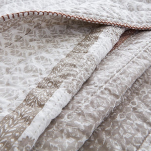 English Elm 3-Piece Cotton Quilt Set Medallion Block Print Reversible Geometric Coastal Bedroom Softness Clay B035P549274