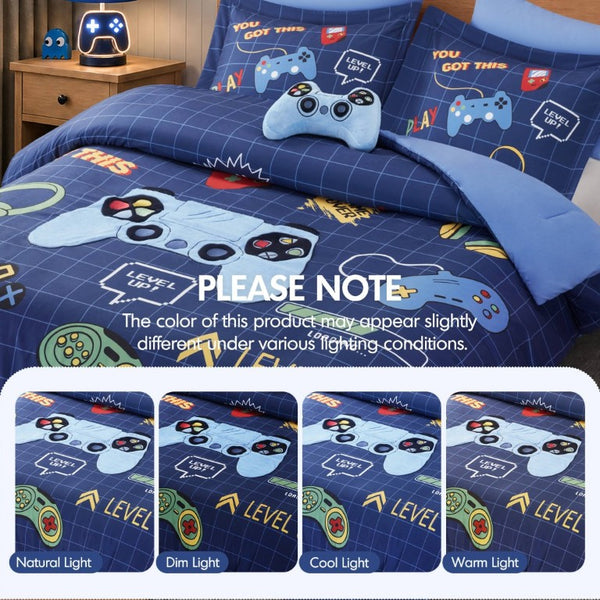 English Elm 6-Piece Queen Gaming Comforter Set with Plush Controller Applique for Kids Bedroom B035P549277