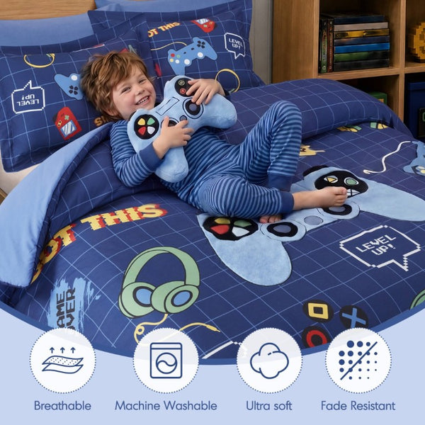 English Elm 6-Piece Queen Gaming Comforter Set with Plush Controller Applique for Kids Bedroom B035P549277