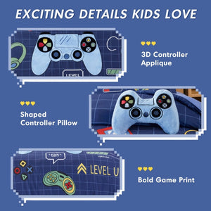 English Elm 6-Piece Queen Gaming Comforter Set with Plush Controller Applique for Kids Bedroom B035P549277