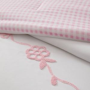 English Elm 4-Piece Twin Microfiber Comforter Set Reversible Gingham Bow Embroidery Girls Bedroom Pink B035P549278