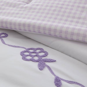 English Elm 6-Piece Full Queen Comforter Set Microfiber Terry Embroidery Floral Girls Bedroom Bedding Purple B035P549281