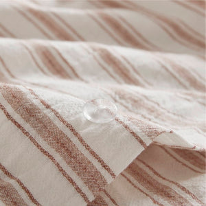 English Elm 3-Piece Cal King Duvet Set Rayon Linen Cotton Blend Yarn-Dyed Earthy Stripe B035P549282