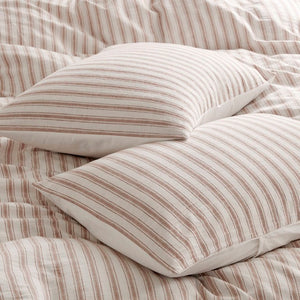 English Elm 3-Piece Cal King Duvet Set Rayon Linen Cotton Blend Yarn-Dyed Earthy Stripe B035P549282