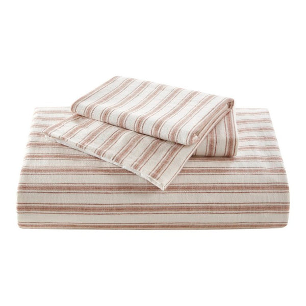 English Elm 3-Piece Cal King Duvet Set Rayon Linen Cotton Blend Yarn-Dyed Earthy Stripe B035P549282