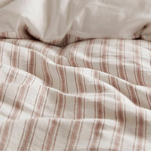 English Elm 3-Piece Cal King Duvet Set Rayon Linen Cotton Blend Yarn-Dyed Earthy Stripe B035P549282
