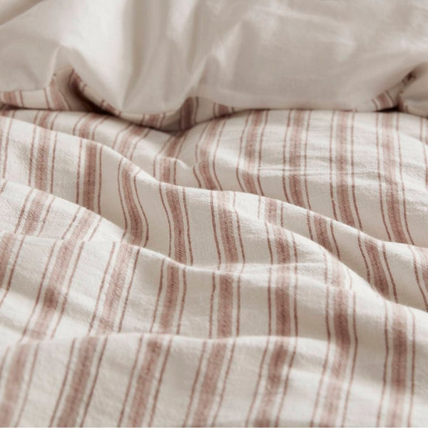 English Elm 3-Piece Cal King Duvet Set Rayon Linen Cotton Blend Yarn-Dyed Earthy Stripe B035P549282