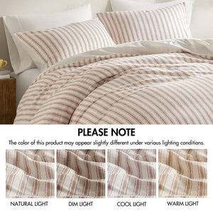 English Elm 3-Piece Cal King Duvet Set Rayon Linen Cotton Blend Yarn-Dyed Earthy Stripe B035P549282