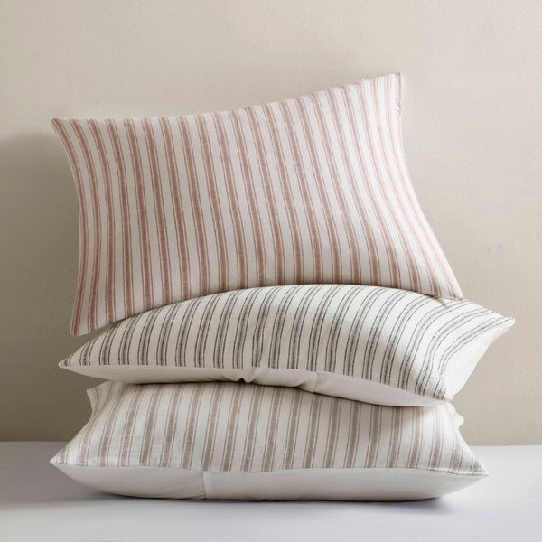 English Elm 3-Piece Cal King Duvet Set Rayon Linen Cotton Blend Yarn-Dyed Earthy Stripe B035P549282