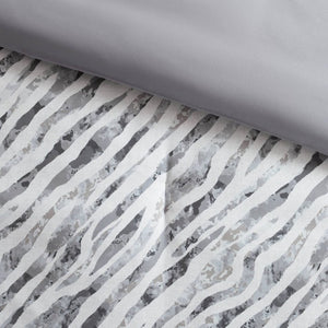 English Elm 7-Piece Full Comforter Set Marble Stripe Microfiber Bedding Grey Taupe Bedroom B035P549284