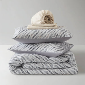 English Elm 7-Piece Full Comforter Set Marble Stripe Microfiber Bedding Grey Taupe Bedroom B035P549284