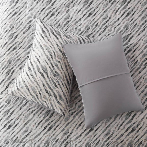 English Elm 7-Piece Full Comforter Set Marble Stripe Microfiber Bedding Grey Taupe Bedroom B035P549284