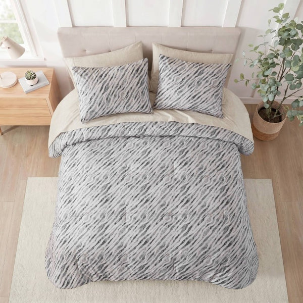 English Elm 7-Piece Full Comforter Set Marble Stripe Microfiber Bedding Grey Taupe Bedroom B035P549284