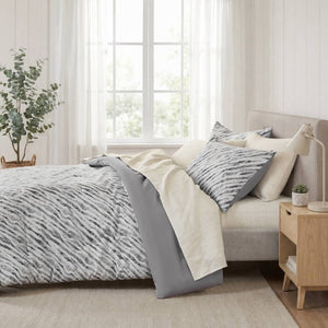 English Elm 7-Piece Full Comforter Set Marble Stripe Microfiber Bedding Grey Taupe Bedroom B035P549284