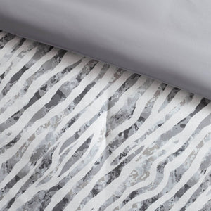 English Elm 7-Piece Queen Bedding Set Marble Stripe Microfiber Comforter and Coordinated Sheets Grey B035P549285