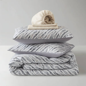 English Elm 7-Piece Queen Bedding Set Marble Stripe Microfiber Comforter and Coordinated Sheets Grey B035P549285