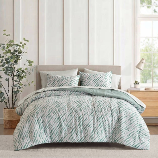 English Elm 7-Piece Full Comforter Set Marble Stripe Microfiber Bedding with Coordinated Sheets B035P549289