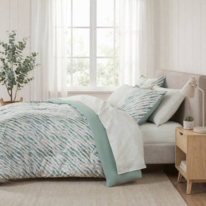 English Elm 7-Piece Full Comforter Set Marble Stripe Microfiber Bedding with Coordinated Sheets B035P549289