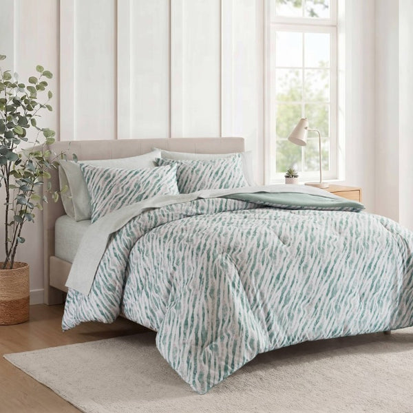 English Elm 7-Piece Full Comforter Set Marble Stripe Microfiber Bedding with Coordinated Sheets B035P549289