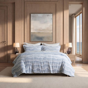 English Elm 3-Piece Cotton Jacquard Duvet Set Full Queen Textured Percale Bedding for Modern Rooms B035P549292