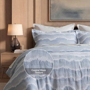 English Elm 3-Piece Cotton Jacquard Duvet Set Full Queen Textured Percale Bedding for Modern Rooms B035P549292