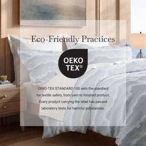 English Elm 3-Piece Cotton Jacquard Duvet Set Full Queen Textured Percale Bedding for Modern Rooms B035P549292