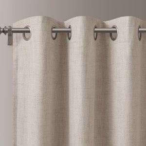 English Elm 2-Piece Mira Total Blackout Panels Linen Texture Polyester Fully Lined Bedroom Set Neutral B035P549308