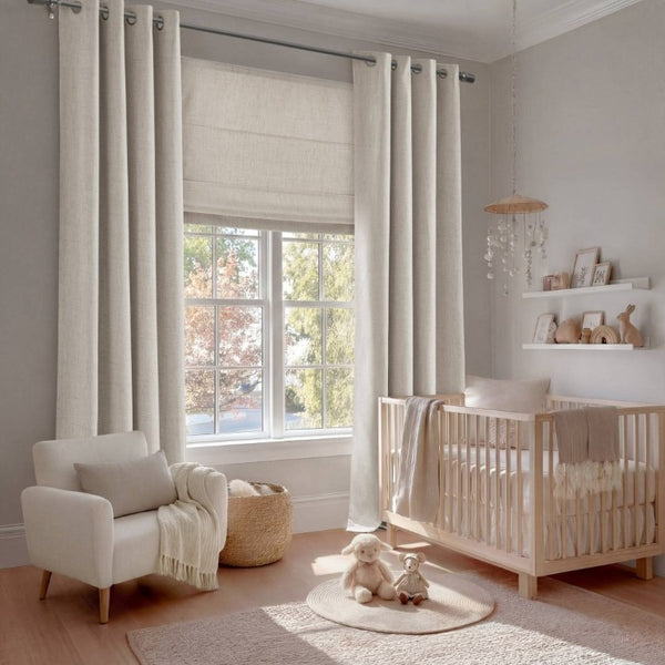 English Elm 2-Piece Mira Total Blackout Panels Linen Texture Polyester Fully Lined Bedroom Set Neutral B035P549308