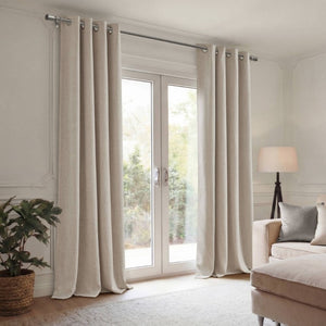 English Elm 2-Piece Mira Total Blackout Panels Linen Texture Polyester Fully Lined Bedroom Set Neutral B035P549308