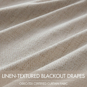 English Elm 2-Piece Mira Total Blackout Panels Linen Texture Polyester Fully Lined Bedroom Set Neutral B035P549308