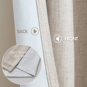 English Elm 2-Piece Mira Total Blackout Panels Linen Texture Polyester Fully Lined Bedroom Set Neutral B035P549308
