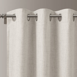 English Elm 2-Piece Mira Total Blackout Panels Linen Texture Polyester Fully Lined Bedroom Set White B035P549309