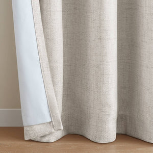 English Elm 2-Piece Mira Total Blackout Panels Linen Texture Polyester Fully Lined Bedroom Set White B035P549309