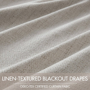 English Elm 2-Piece Mira Total Blackout Panels Linen Texture Polyester Fully Lined Bedroom Set White B035P549309