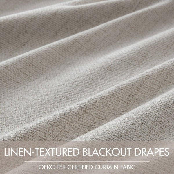 English Elm 2-Piece Mira Total Blackout Panels Linen Texture Polyester Fully Lined Bedroom Set White B035P549309