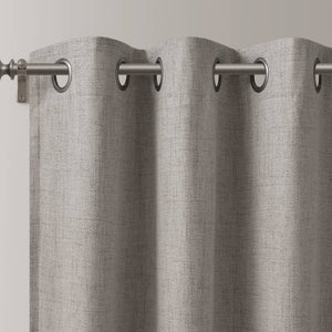 English Elm 2-Piece Mira Total Blackout Panels Linen Texture Polyester Fully Lined Bedroom Set Grey B035P549310