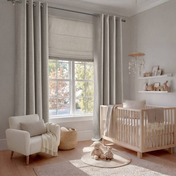 English Elm 2-Piece Mira Total Blackout Panels Linen Texture Polyester Fully Lined Bedroom Set Grey B035P549310