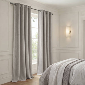 English Elm 2-Piece Mira Total Blackout Panels Linen Texture Polyester Fully Lined Bedroom Set Grey B035P549310
