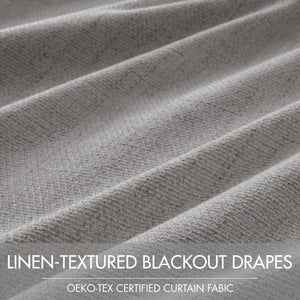 English Elm 2-Piece Mira Total Blackout Panels Linen Texture Polyester Fully Lined Bedroom Set Grey B035P549310