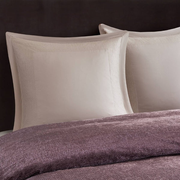 English Elm 8-Piece Queen Comforter Set Velvet Jacquard Faux Fur Embroidered Mauve Bedding Collection B035P549325